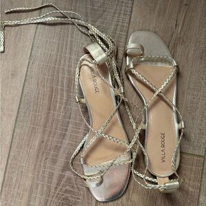 NWOT Villa Rouge Gold Braided Wrap Sandals